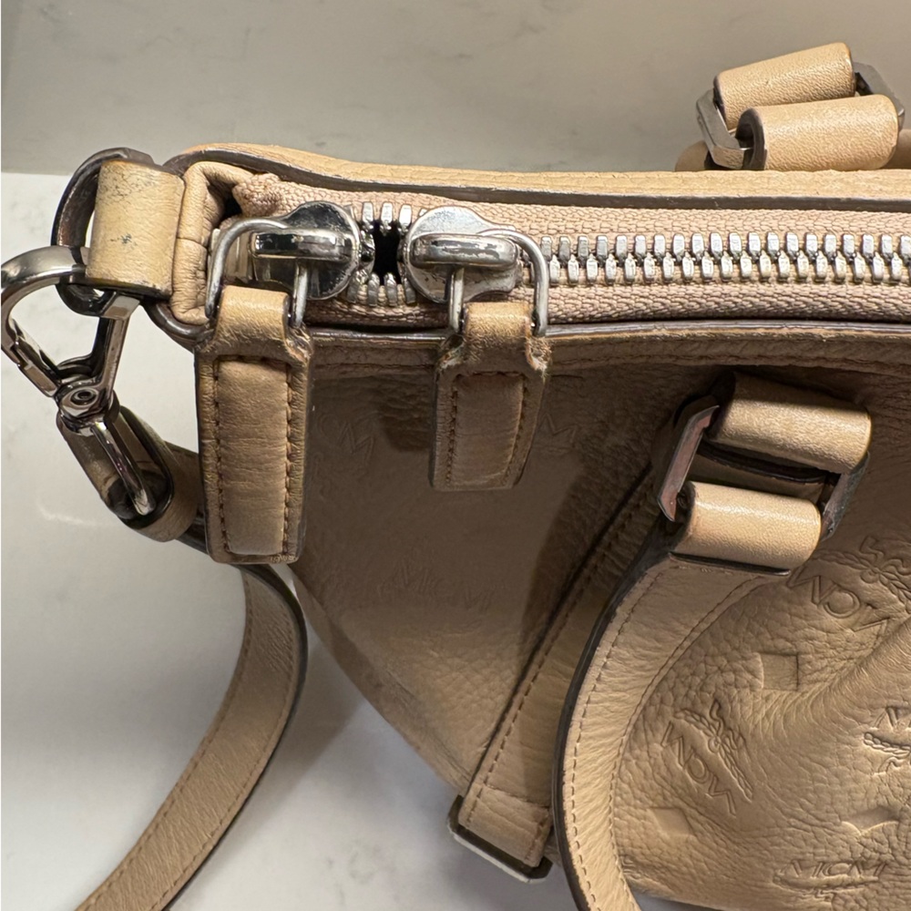 MCM Beige Embossed Shoulder Bag - Picture 5 of 5